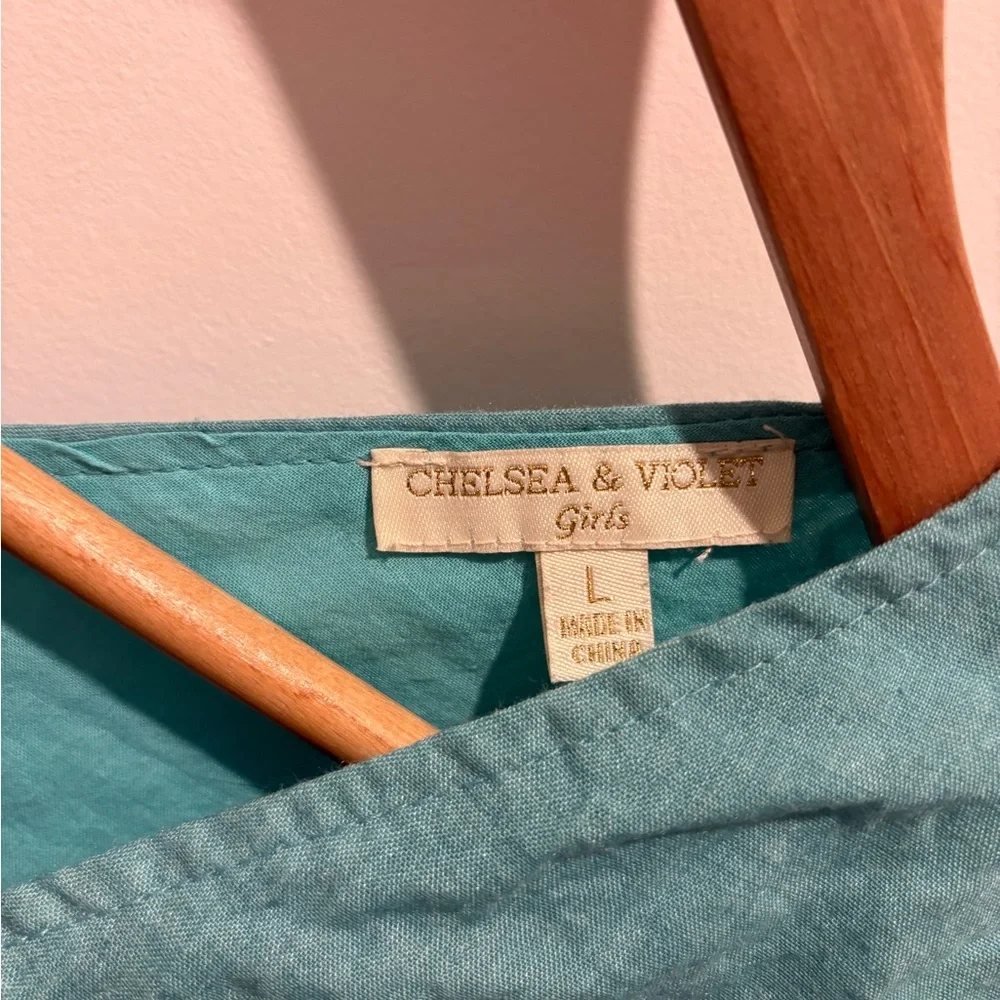 Chelsea & Violet Turquoise Ruffle Button-Front Blouse - Picture 4 of 5